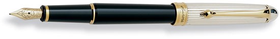 Aurora 88 Sterling Silver Cap with Small Black Barrel Fountain Pen