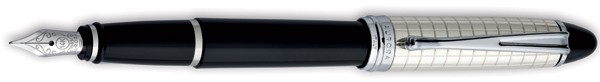 Aurora Ipsilon Quadra Sterling Silver Cap and Black Barrel Fountain Pen