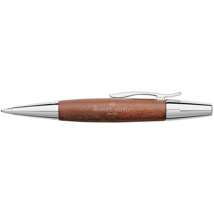 Faber-Castell E-Motion Brown Wood And Polished Chrome Ballpoint