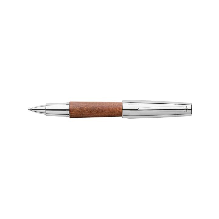 Faber-Castell E-Motion Brown Wood And Polished Chrome Rollerball