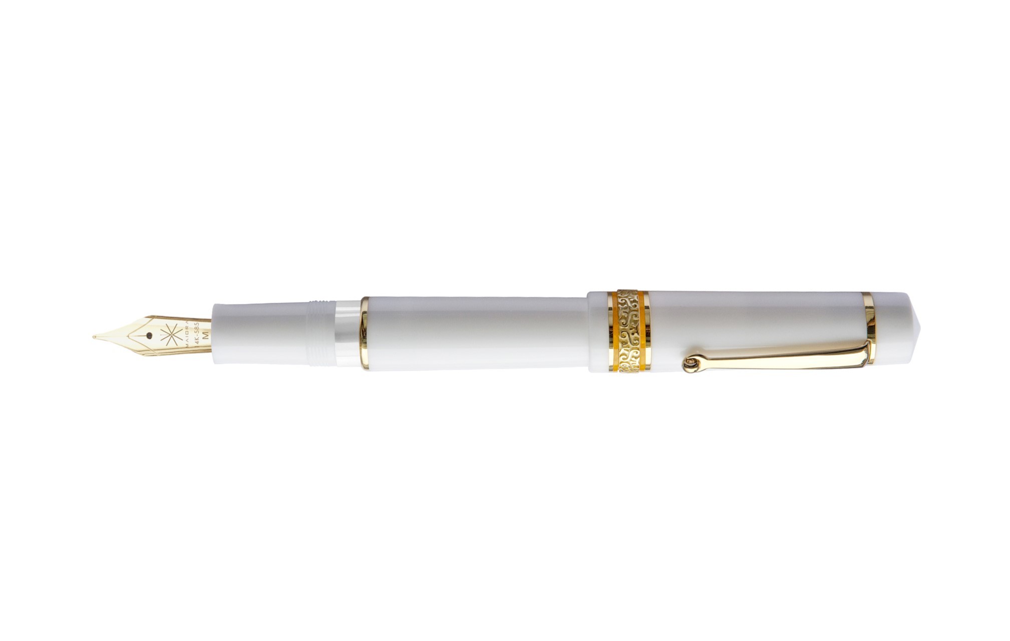 Maiora Mytho Dama Mirror Solid White Fountain Pen 14k Gold Nib