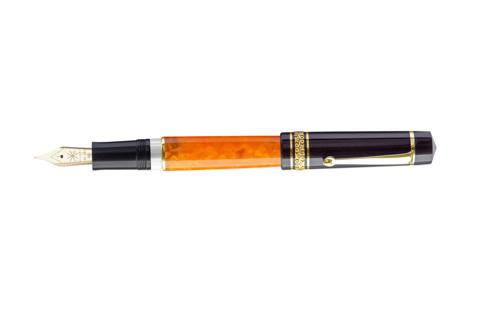 Maiora Mytho Origine Black And Orange 14k Gold Nib Fountain Pen