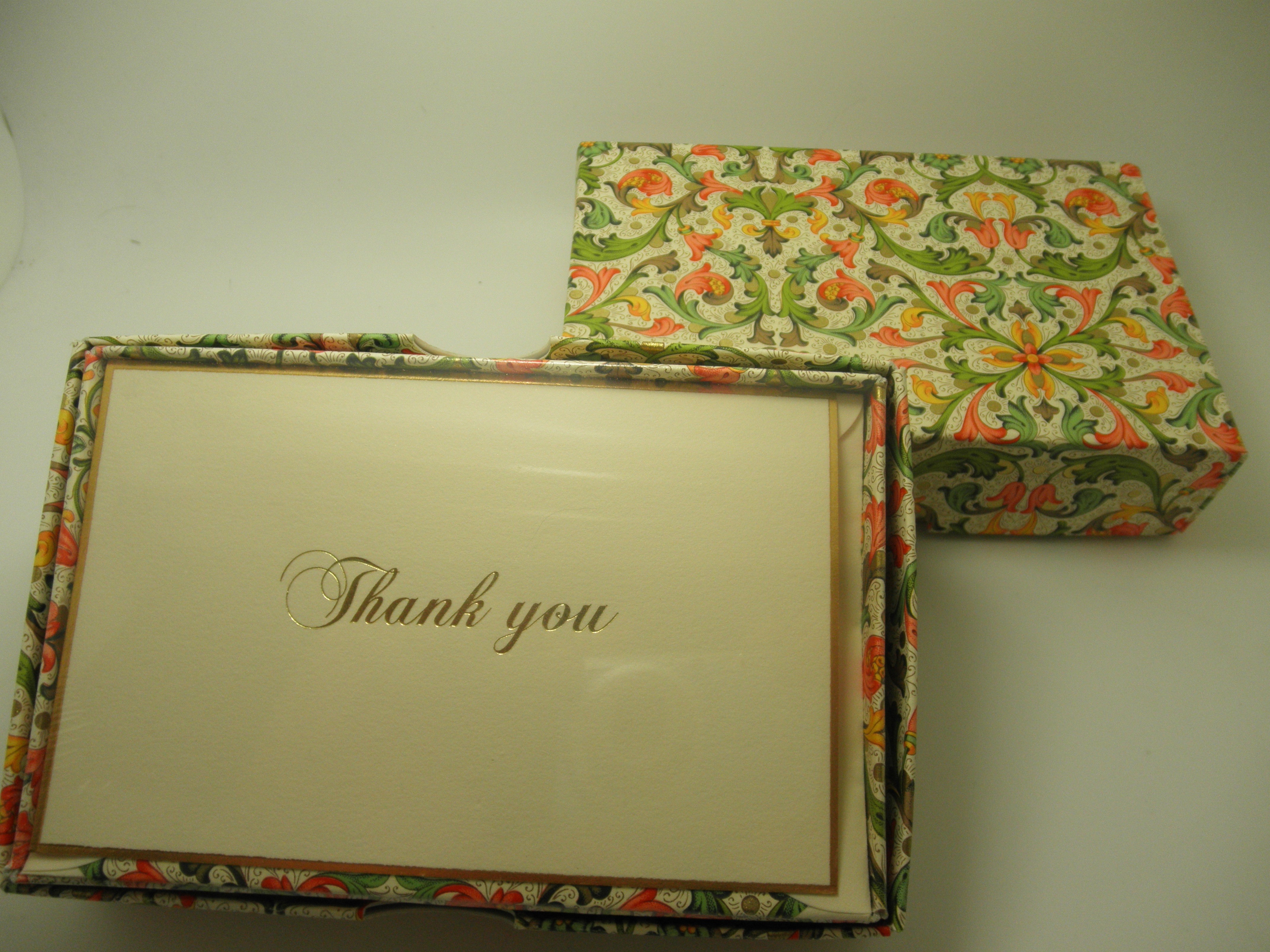 Rossi Stationery Thank You Cards Green/Coral