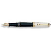 Aurora 88 Sterling Silver Cap with Large Black Barrel Fountain Pen