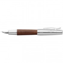 Faber-Castell E-Motion Brown Wood And Polished Chrome Fountain Pen