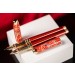 S.T. Dupont Line D Eternity Dragon Scales Burgundy Gold Trim Multifunction Fountain Pen And Rollerball Pen